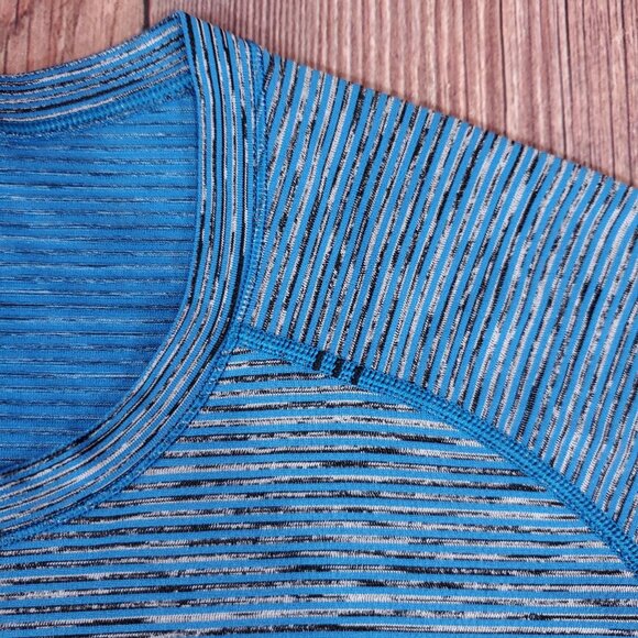Lululemon Mens XL Metal Vent Tech Long Sleeve Shirt Blue Black Striped Athletic - Picture 4 of 11
